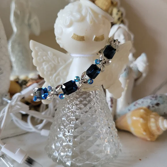 Lisner Bracelet ~ Vintage Faux Sapphire ~ Aurora Borealis ~ Pretty! *See Notes* - Picture 4 of 16